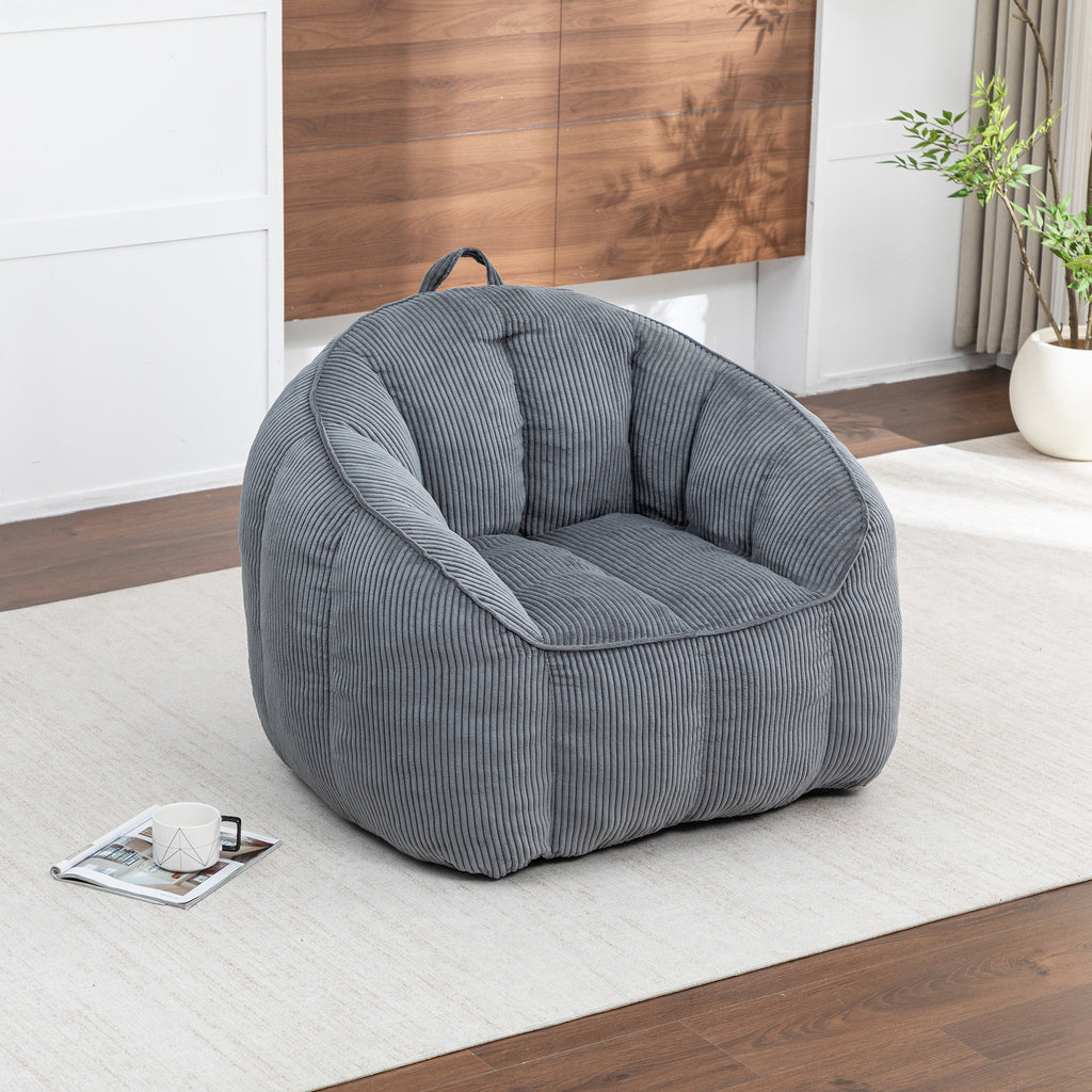 Giant Corduroy Bean Bag Chair with Armrests