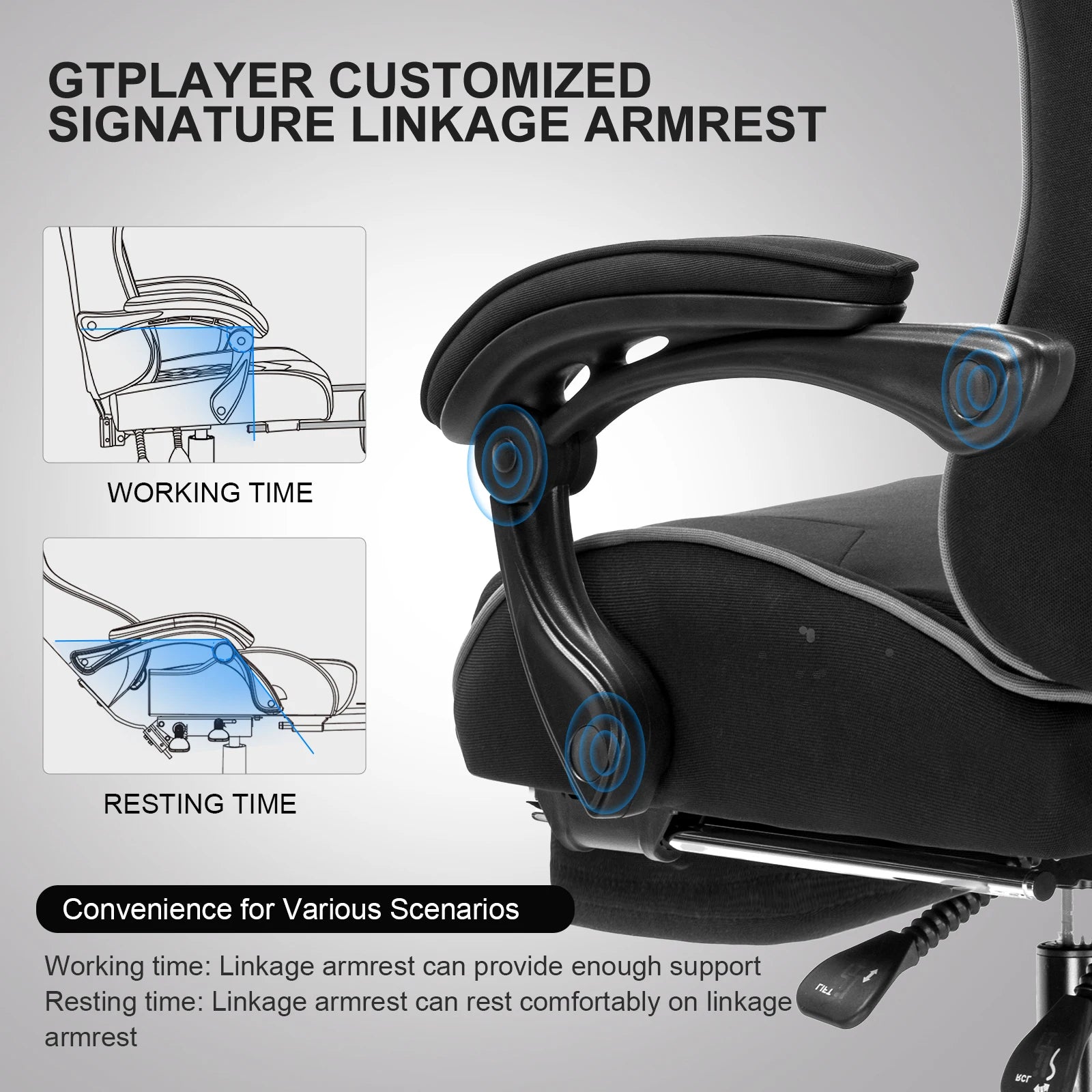 Gaming Chair with Footrest and Lumbar Support