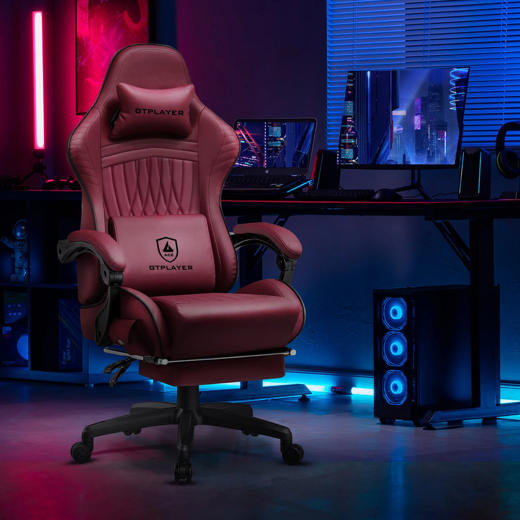 Gaming Chair with Built-In Speakers and Footrest