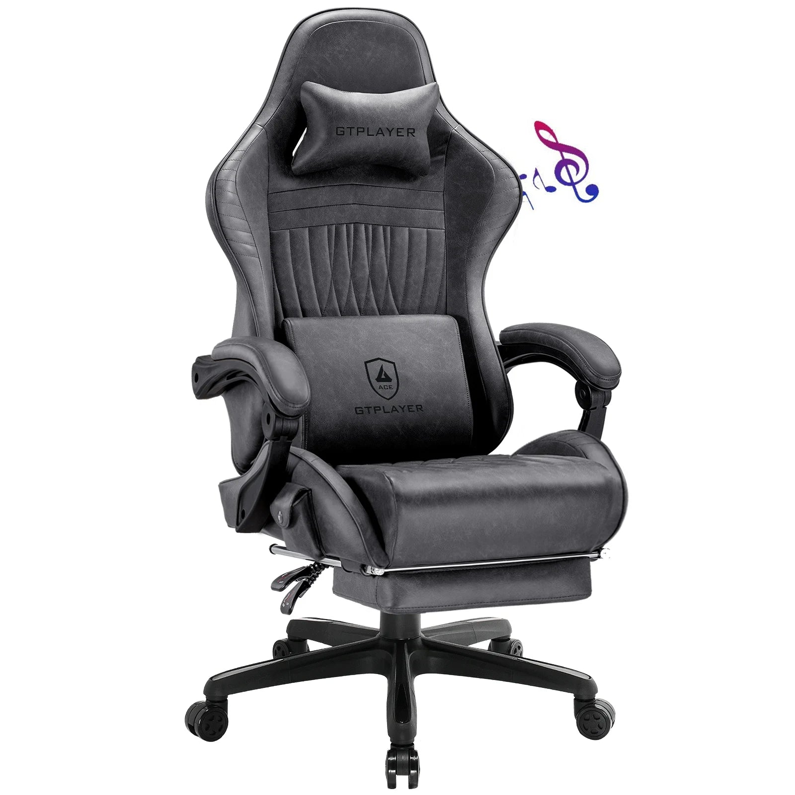 Gaming Chair with Built-In Speakers and Footrest
