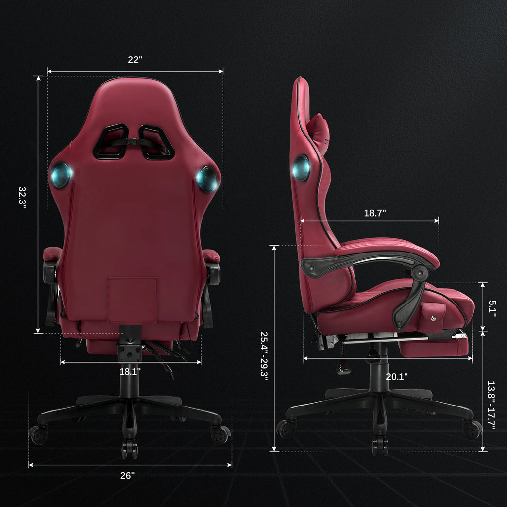 Gaming Chair with Built-In Speakers and Footrest