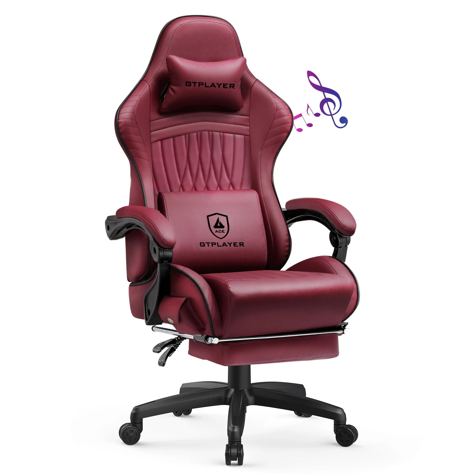 Gaming Chair with Built-In Speakers and Footrest