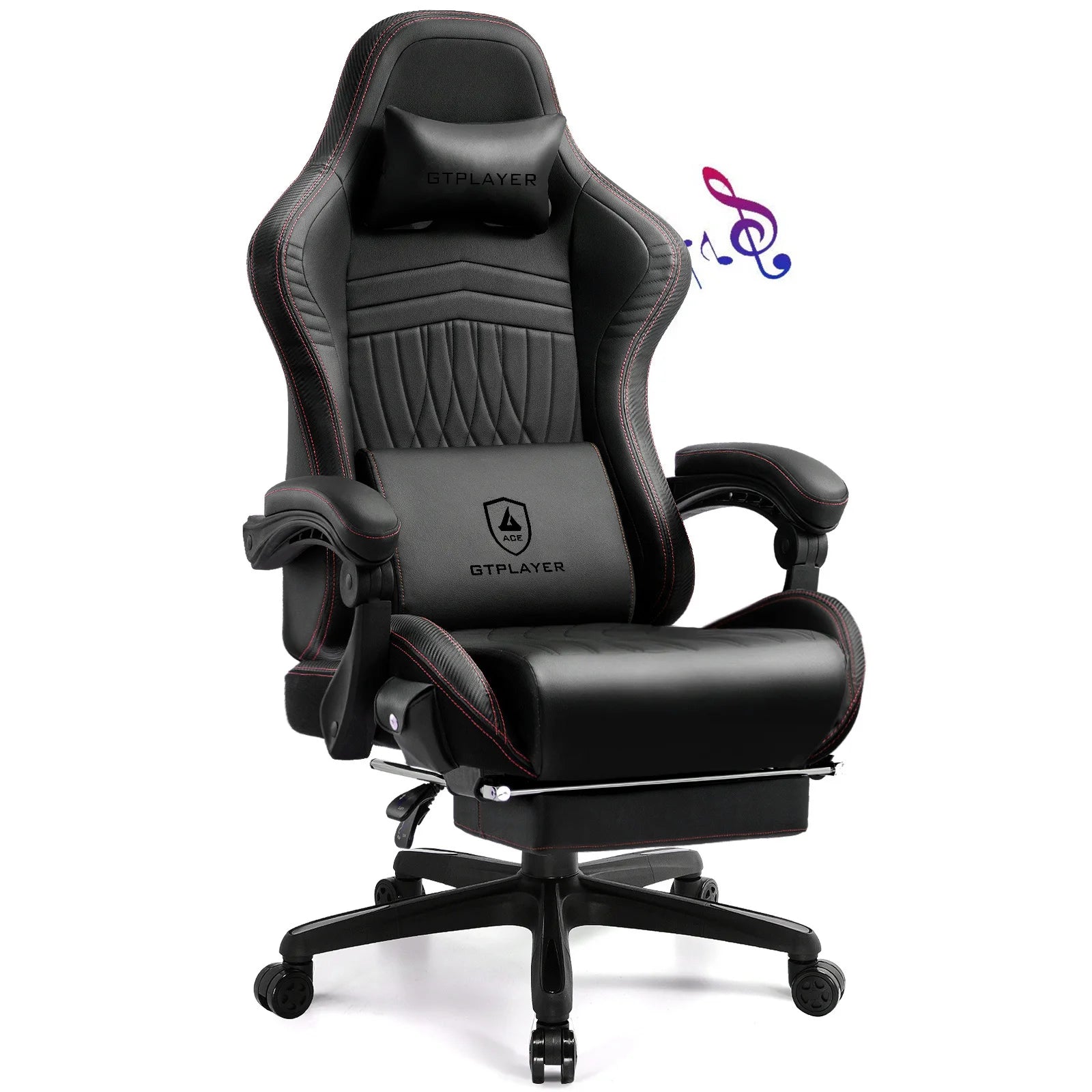 Gaming Chair with Built-In Speakers and Footrest