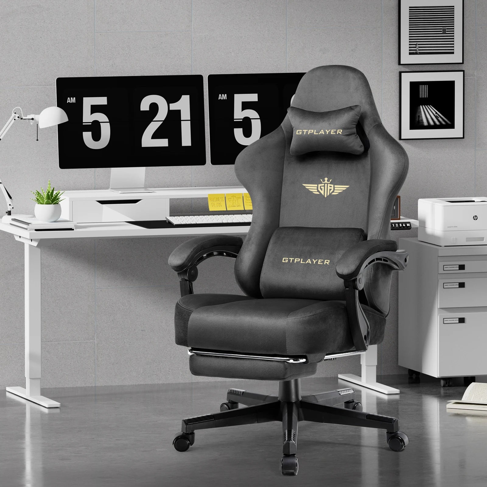 Big and Tall Fabric Gaming Chair, 350 lb Capacity