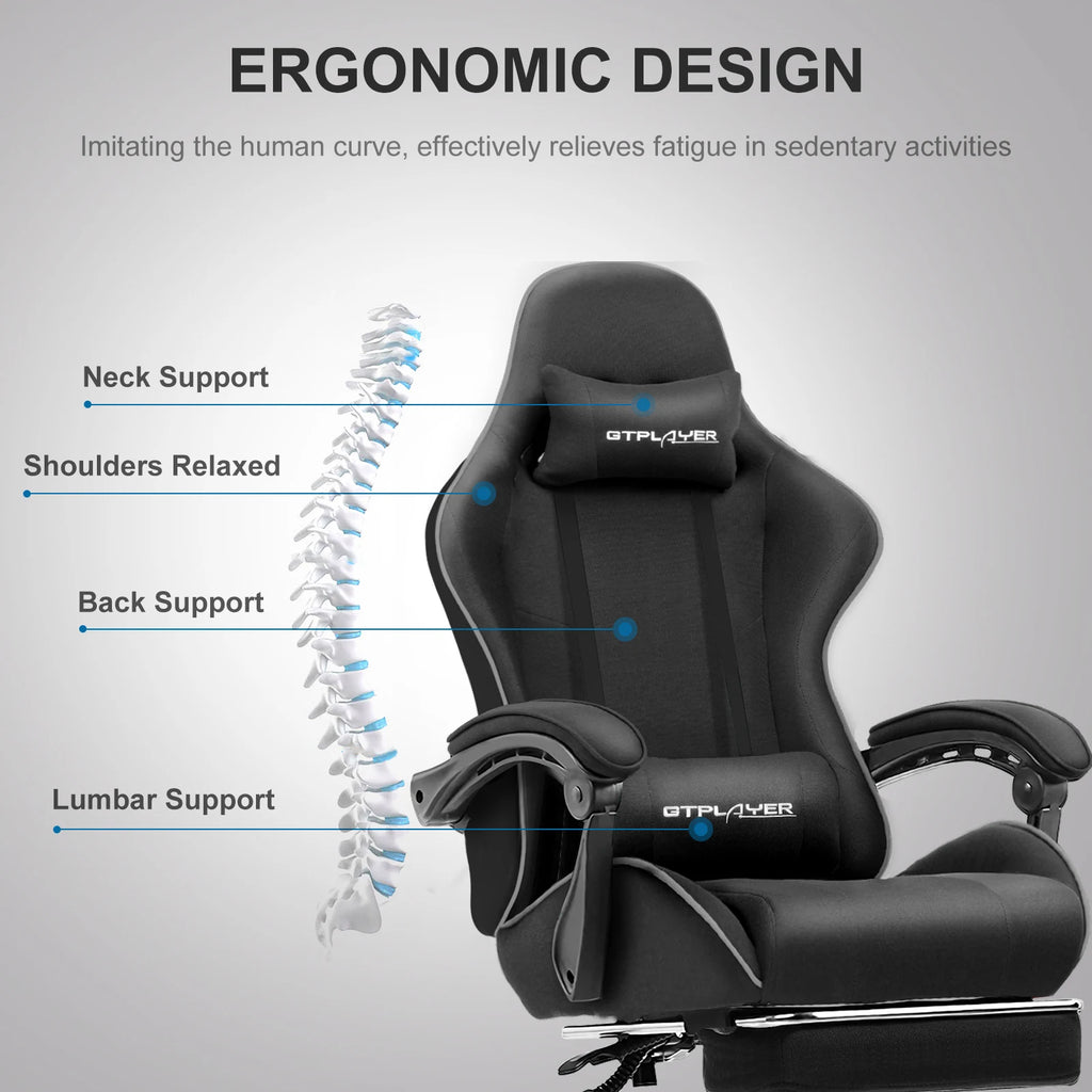 Gaming Chair with Footrest and Lumbar Support