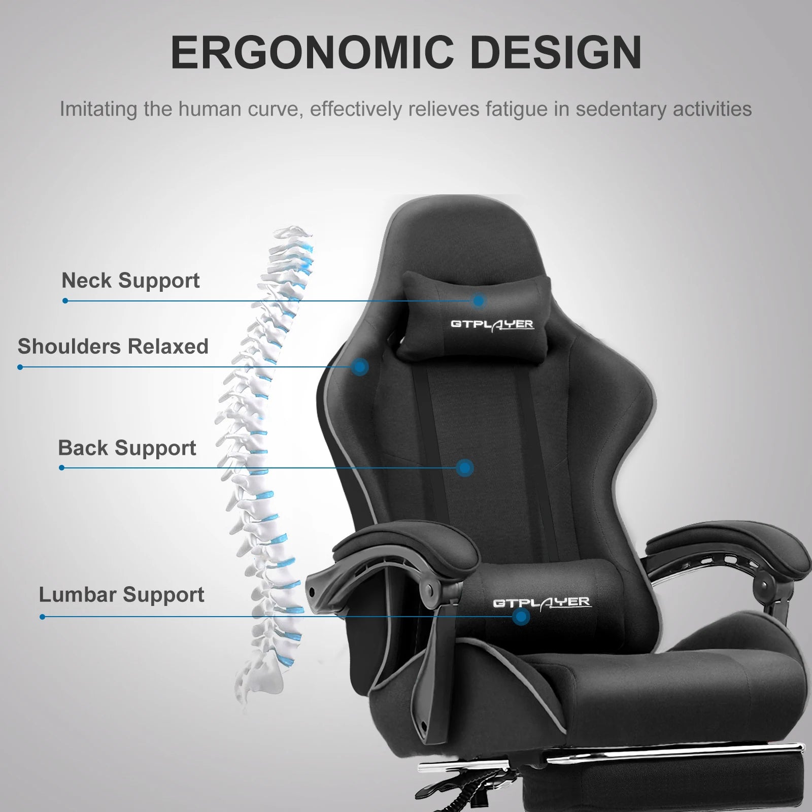 Gaming Chair with Footrest and Lumbar Support