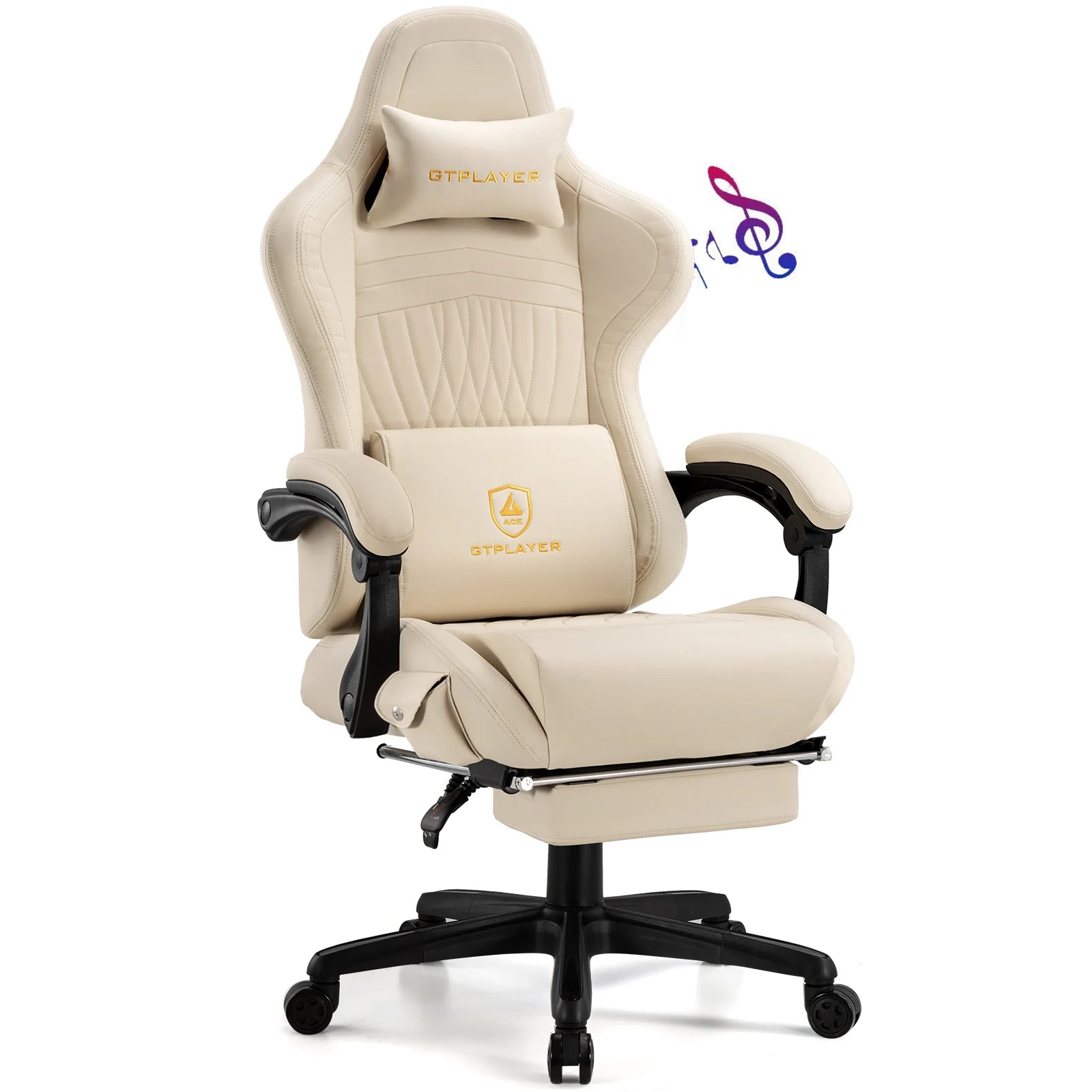 Gaming Chair with Built-In Speakers and Footrest