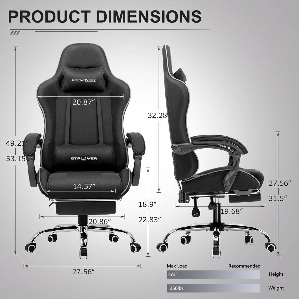Gaming Chair with Footrest and Lumbar Support
