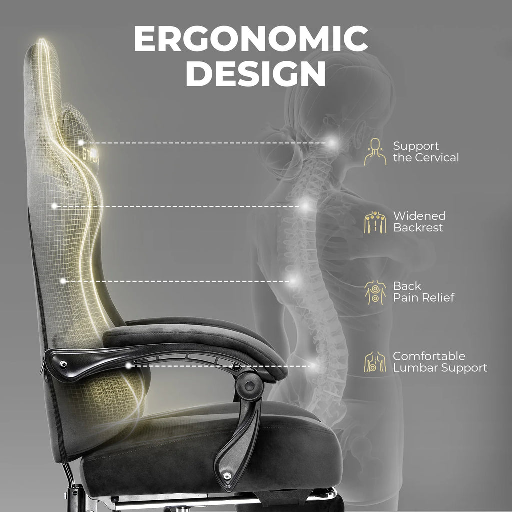Big and Tall Fabric Gaming Chair, 350 lb Capacity