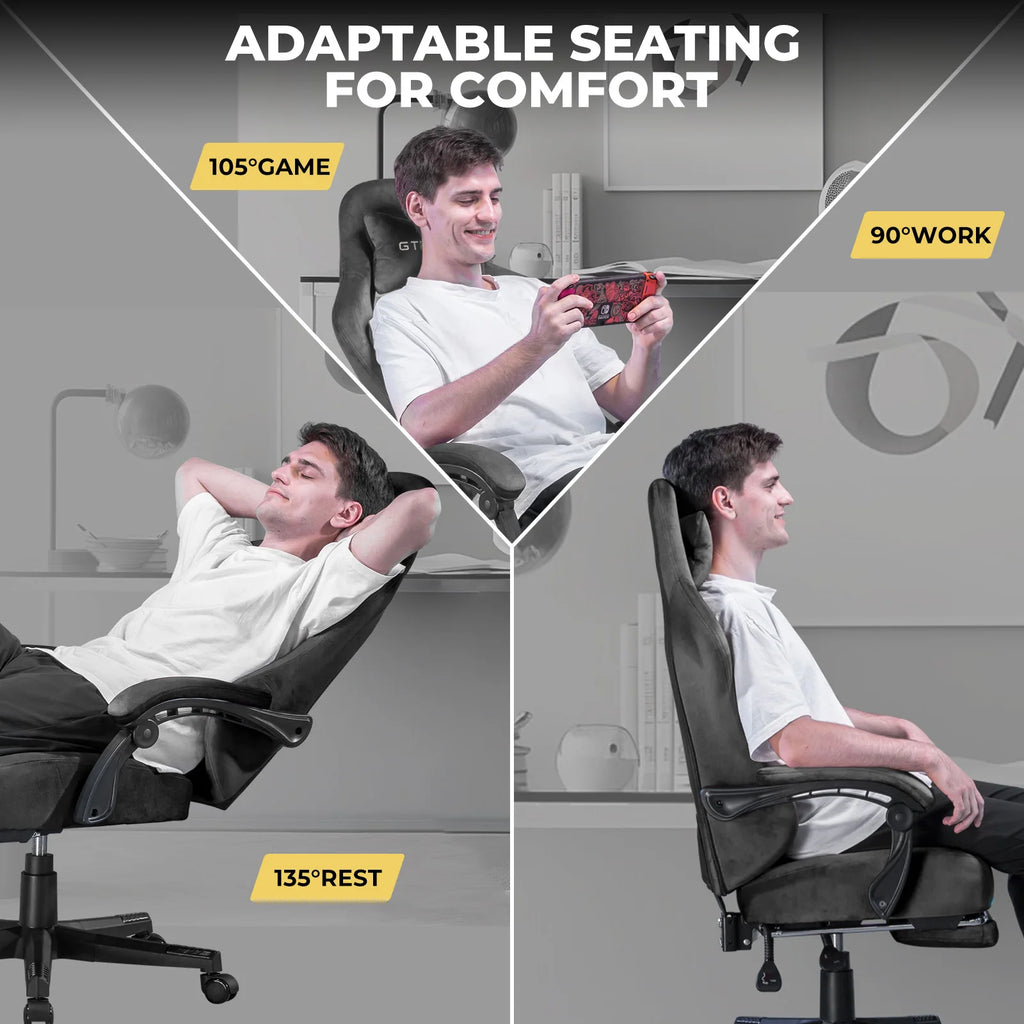 Big and Tall Fabric Gaming Chair, 350 lb Capacity