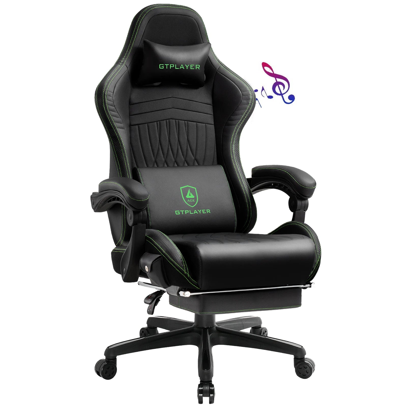 Gaming Chair with Built-In Speakers and Footrest