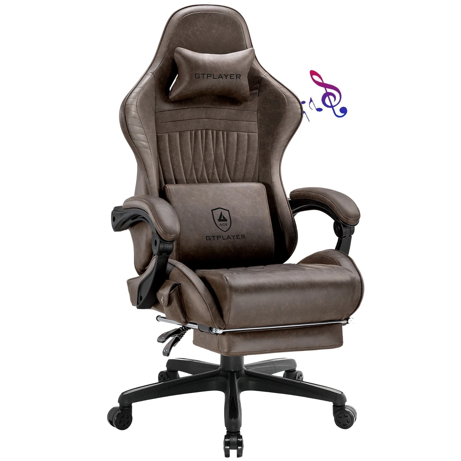 Gaming Chair with Built-In Speakers and Footrest