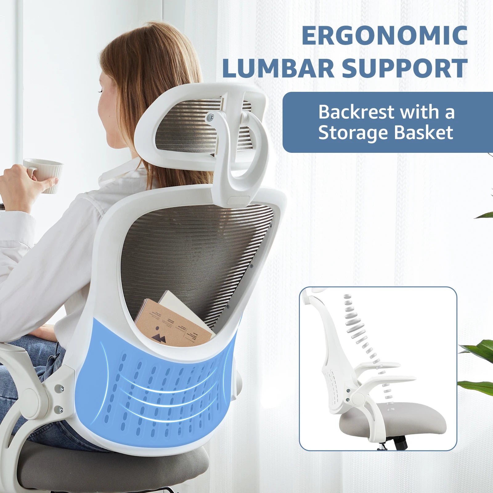 Mesh Office Chair with Adjustable Headrest