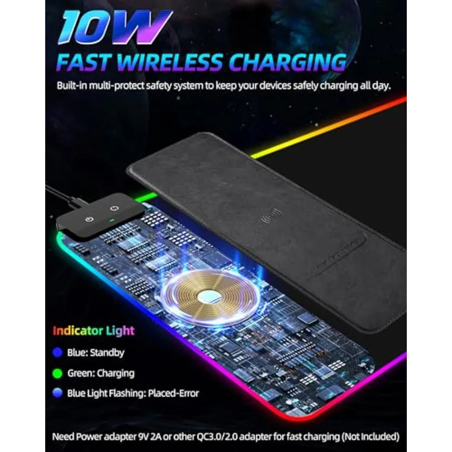 RGB Desk Mat with Wireless Charging