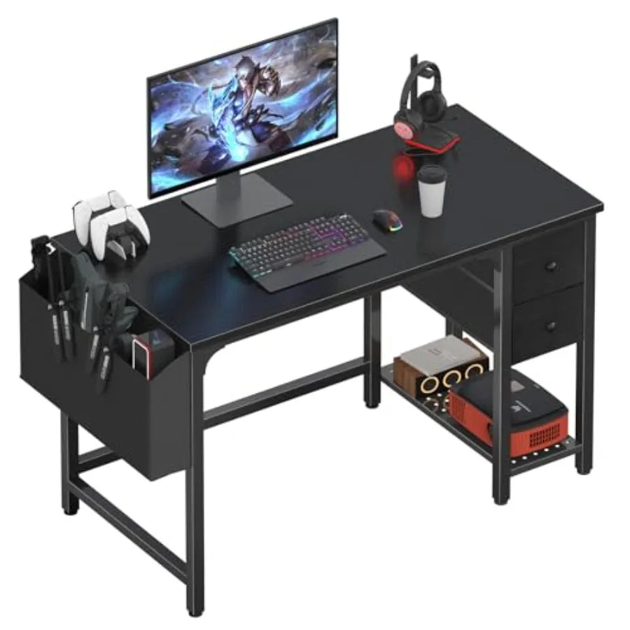 40 Inch Desk with Fabric Drawers for Small Spaces