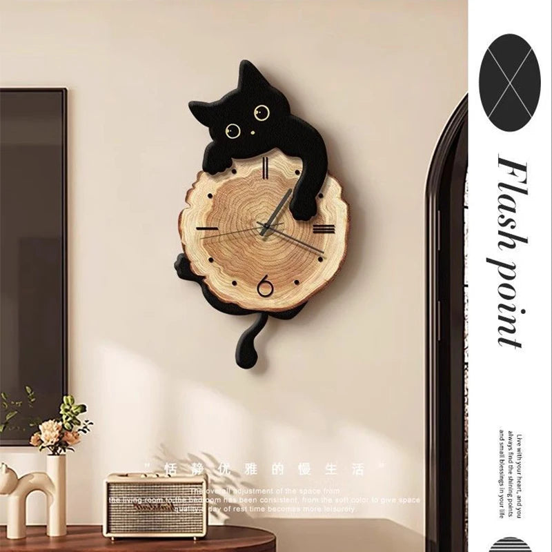Cartoon Cat Wall Clock, 29 x 51 cm