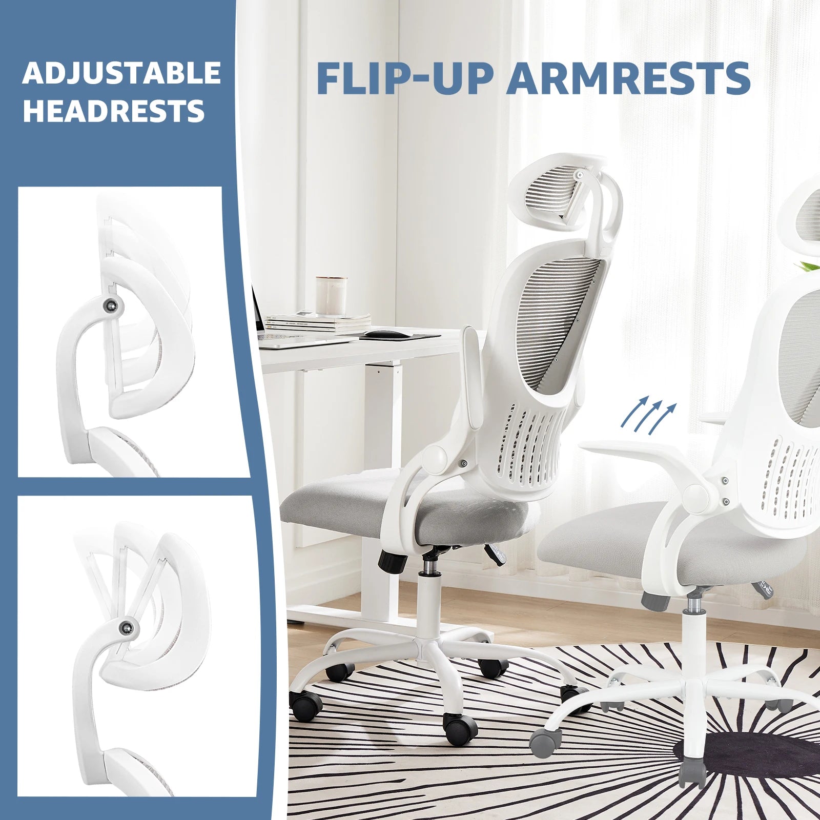 Mesh Office Chair with Adjustable Headrest