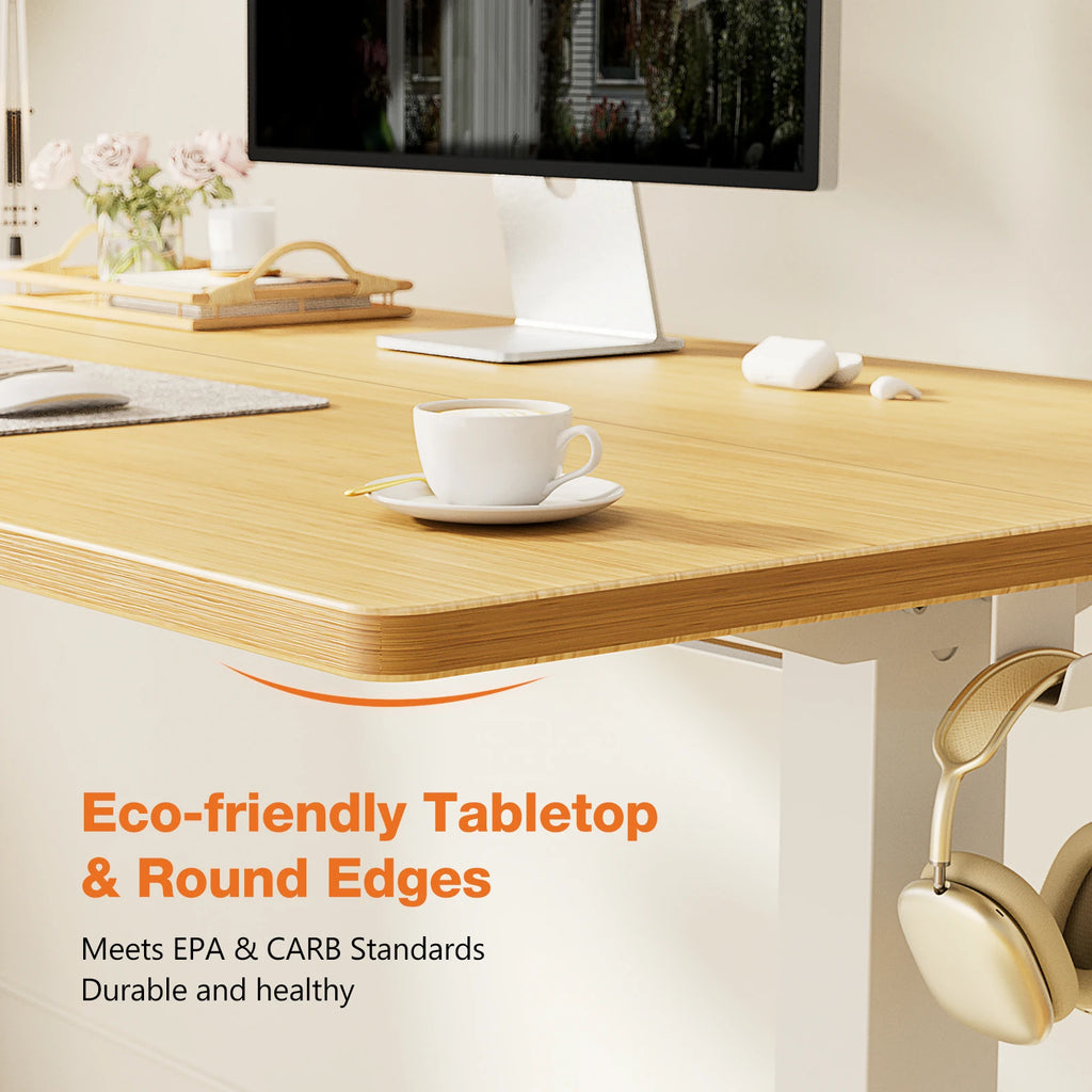 Electric Standing Desk with Wood Top, 55 x 24 Inch