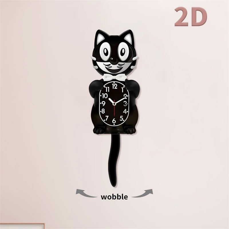 Swinging Tail Cat Wall Clock