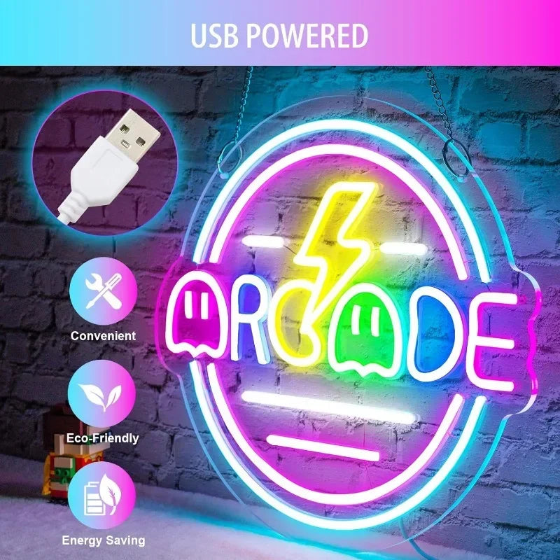 Square Game Neon Sign, 33.7 cm