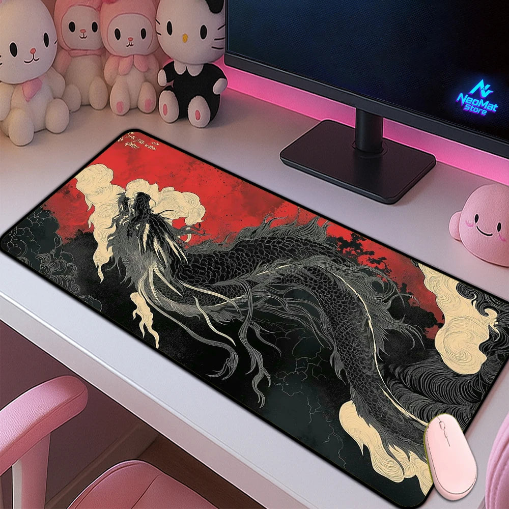 Japanese Dragon Desk Mat, 90 x 40 cm