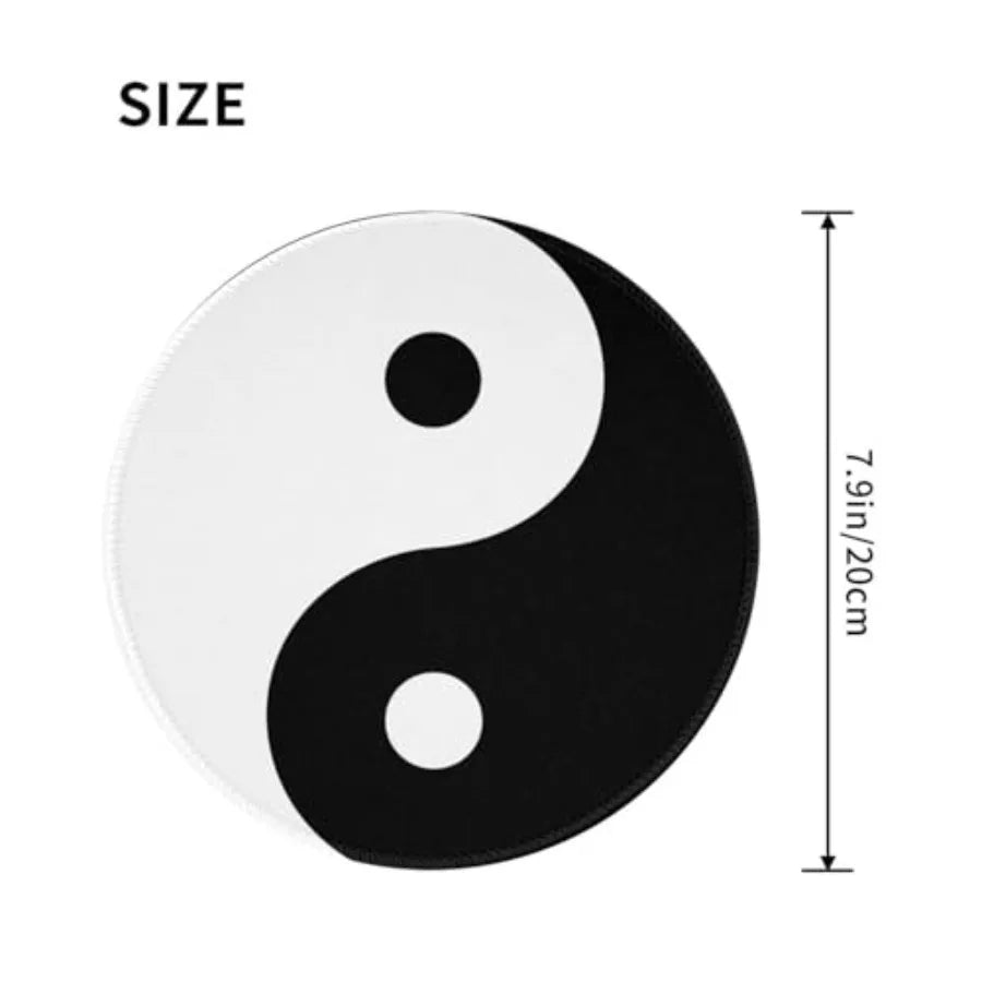 Round Yin Yang Mouse Pad, 8 Inch