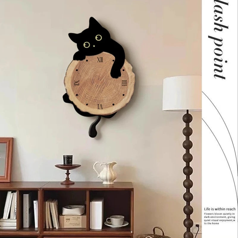 Cartoon Cat Wall Clock, 29 x 51 cm