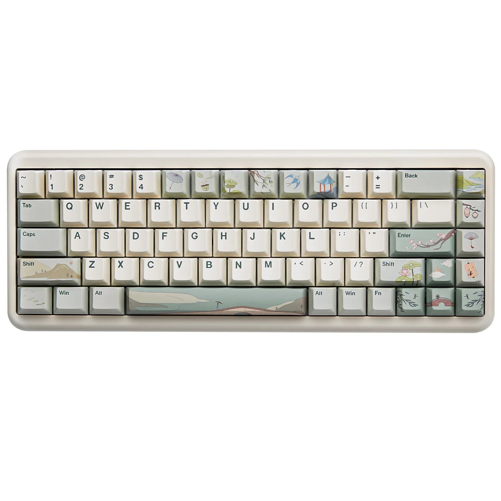 Spring Tea Keycap Set, 145 Keys with Puller