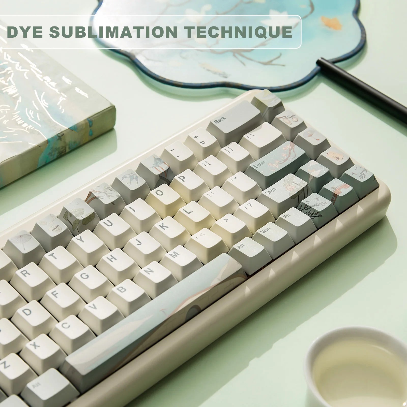 Spring Tea Keycap Set, 145 Keys with Puller