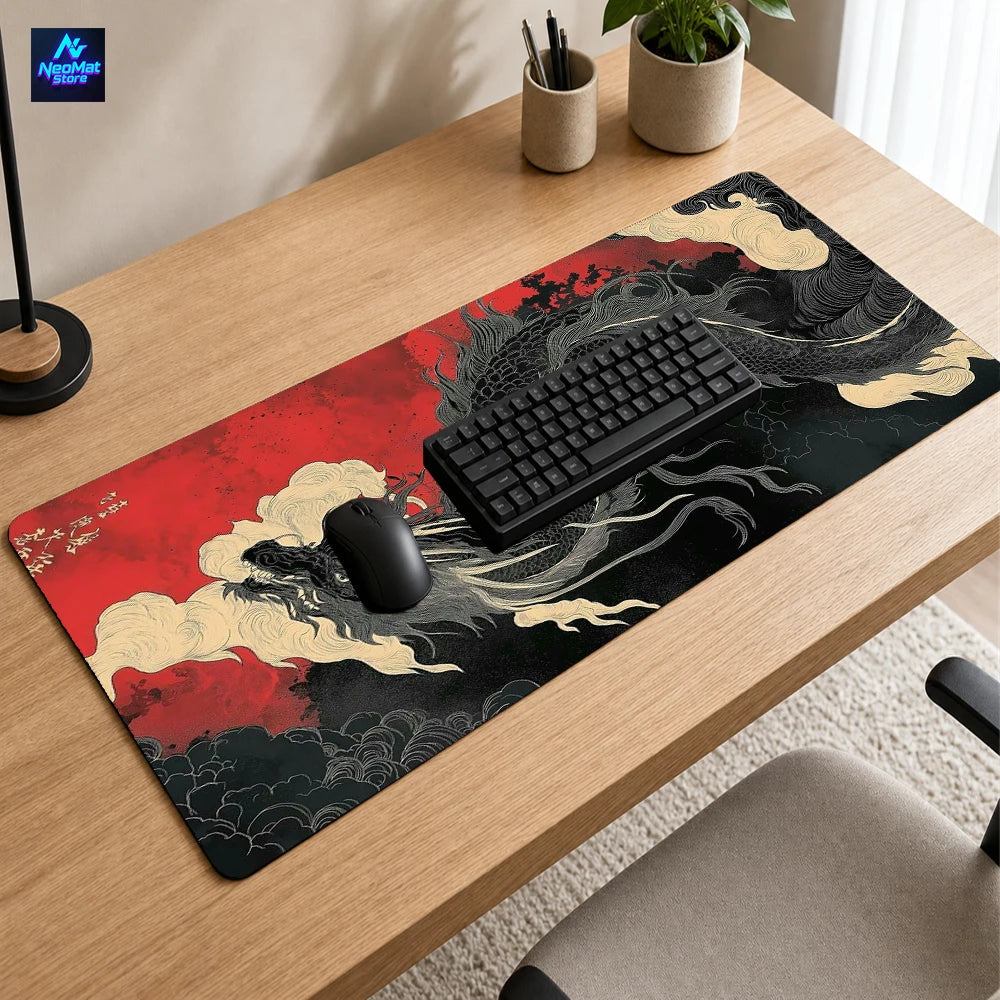 Japanese Dragon Desk Mat, 90 x 40 cm