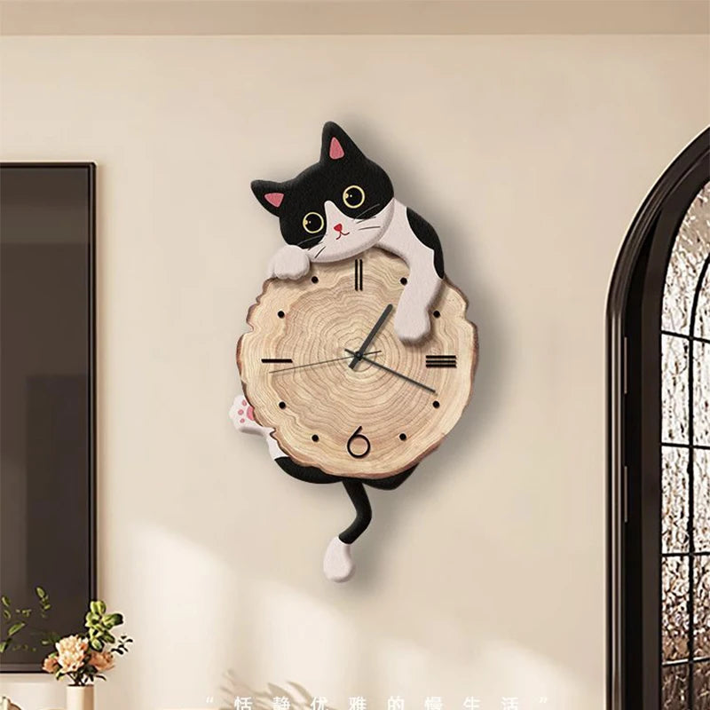 Cartoon Cat Wall Clock, 29 x 51 cm