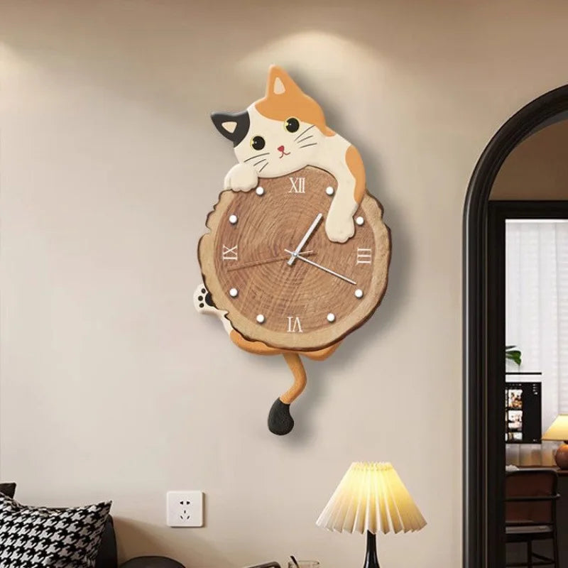 Cartoon Cat Wall Clock, 29 x 51 cm