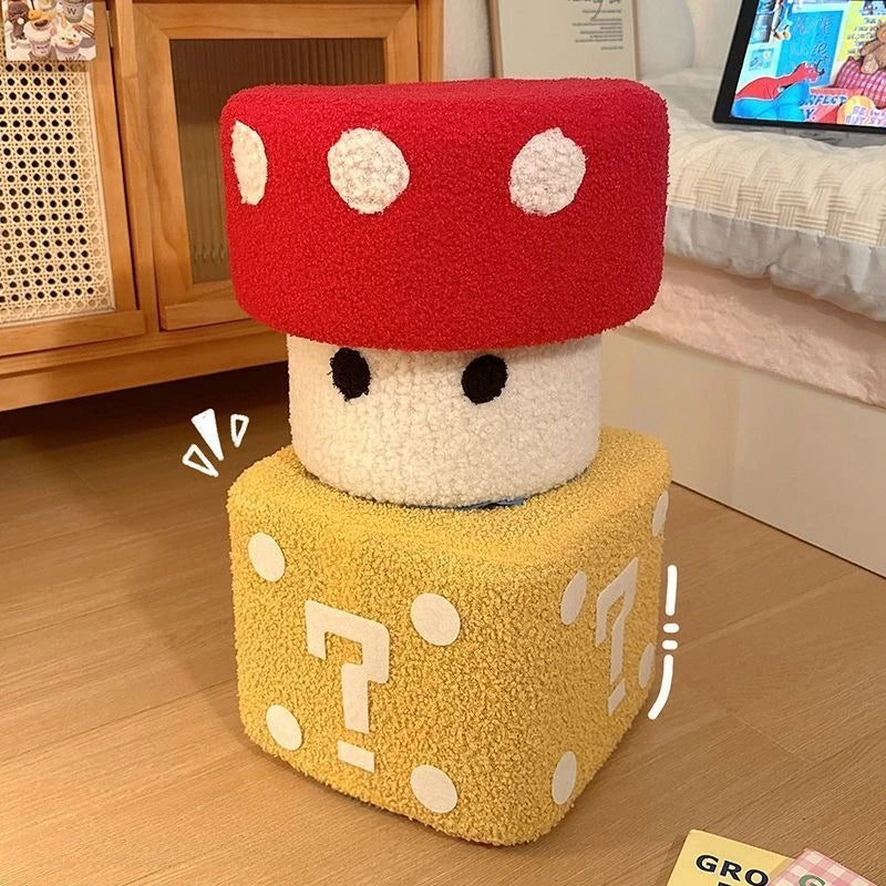 Solid Wood Mushroom and Dice Stool