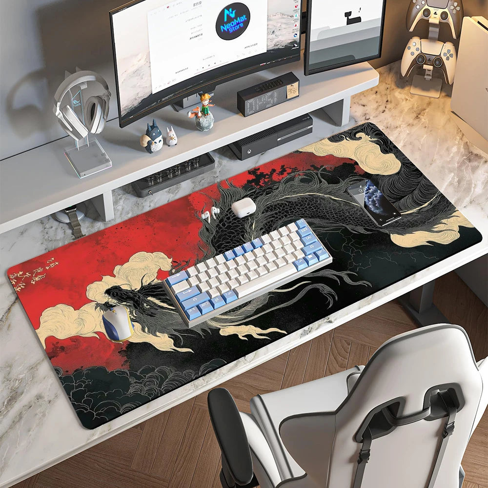 Japanese Dragon Desk Mat, 90 x 40 cm