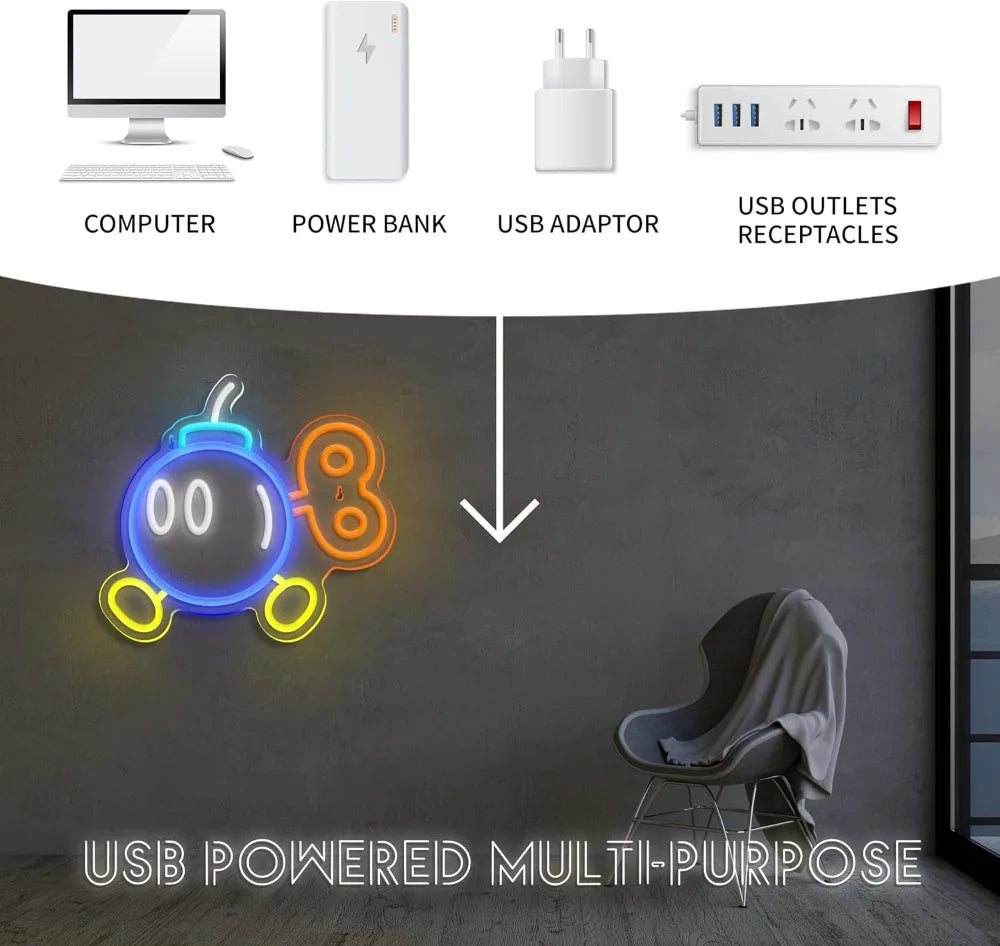Dimmable USB Neon Sign for Game Rooms