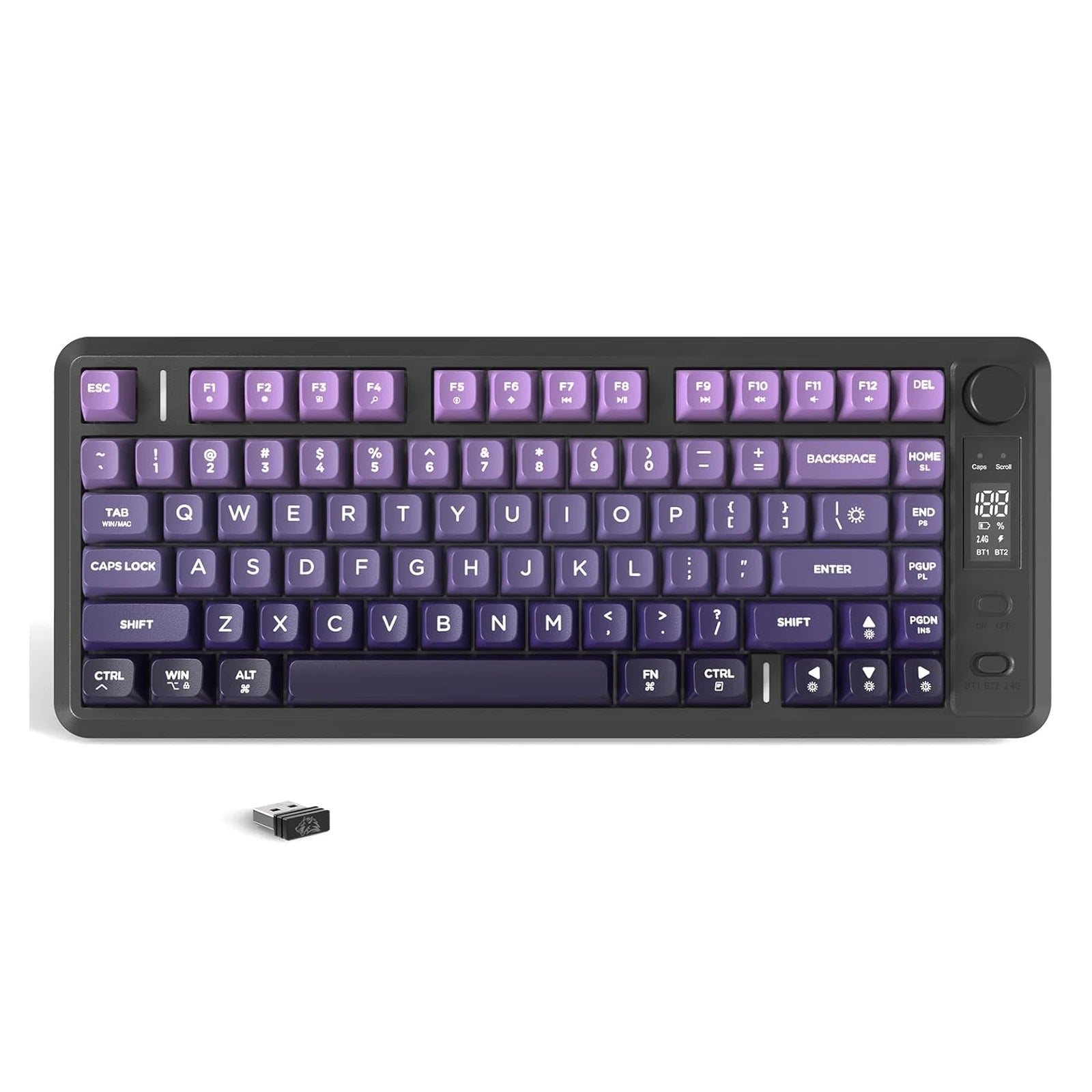 Wireless Gaming Keyboard with Knob and OLED Display