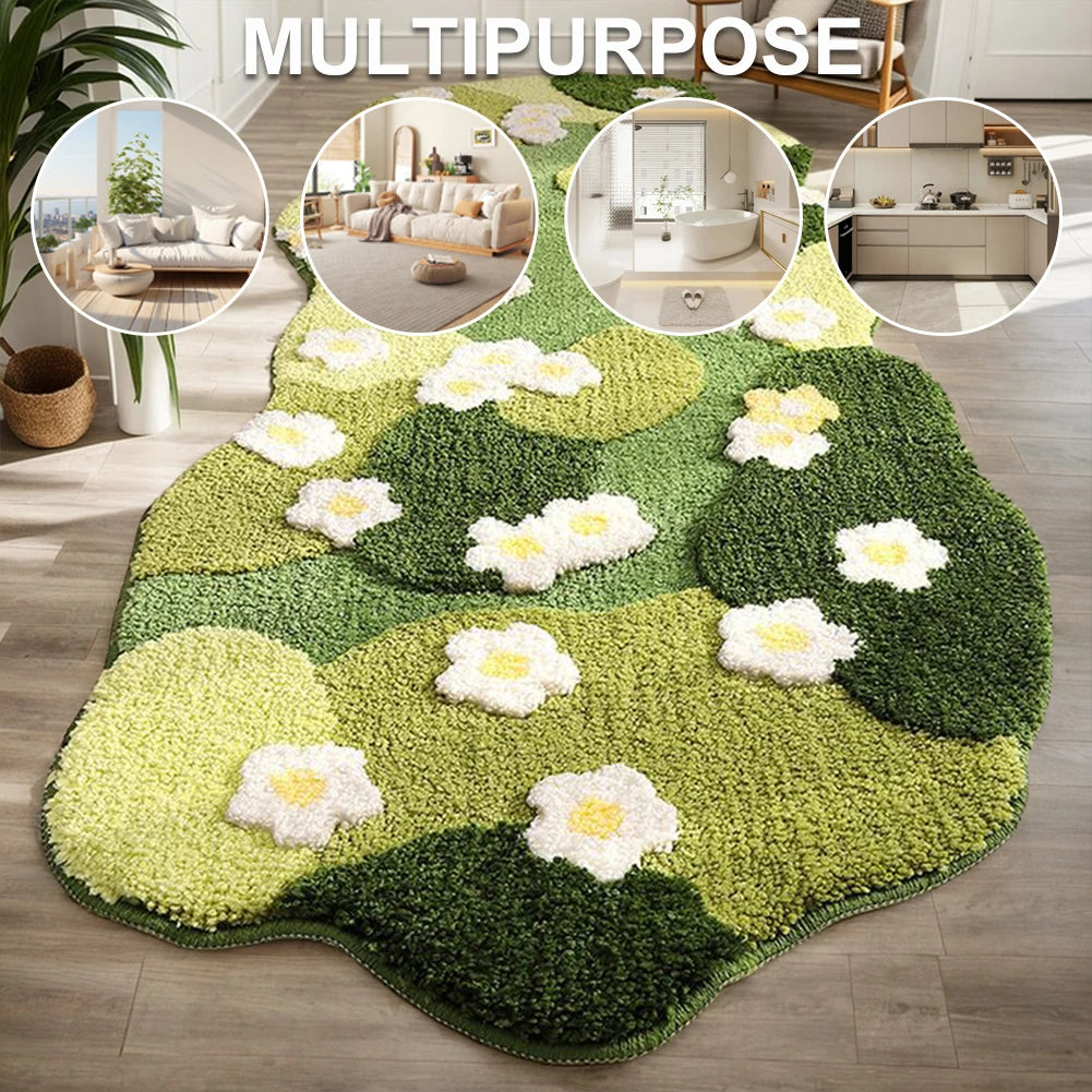 3D Moss Rug in Forest Green