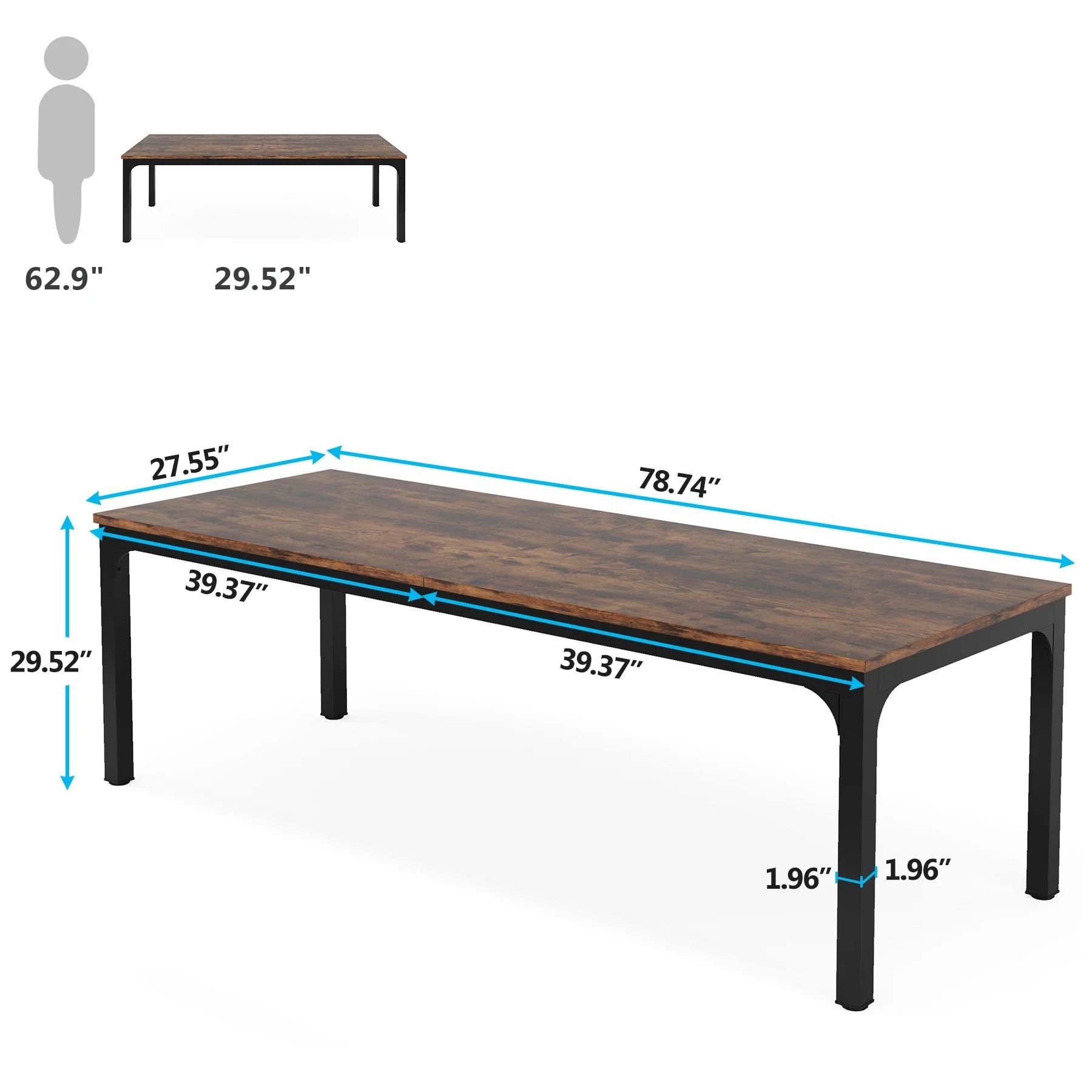 Extra Long Two Person Desk, 78.7 Inch