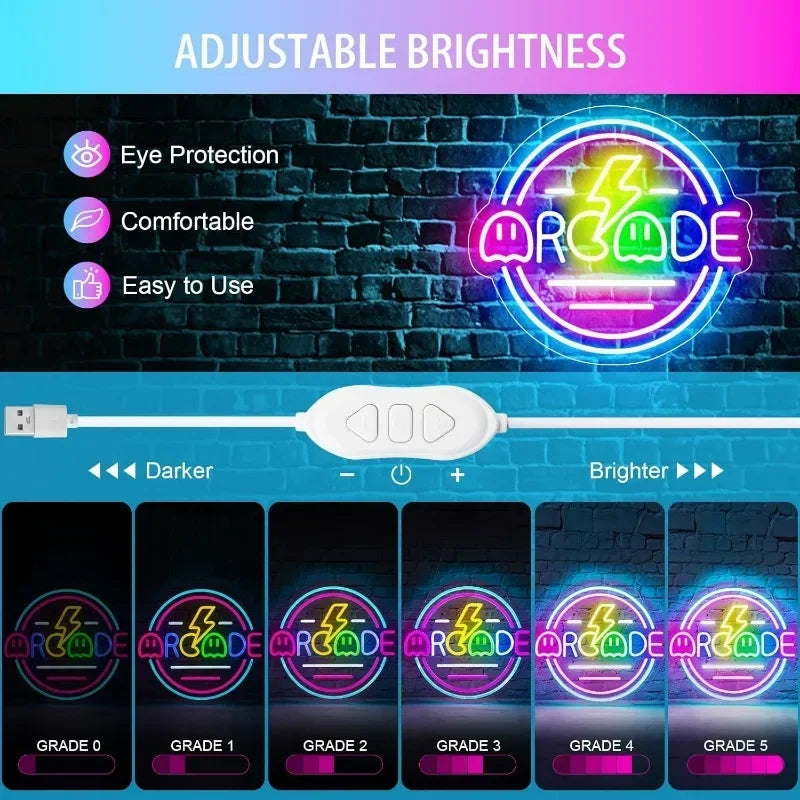 Square Game Neon Sign, 33.7 cm