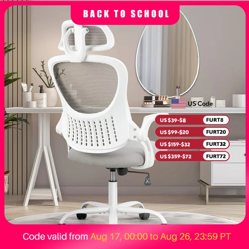 Mesh Office Chair with Adjustable Headrest