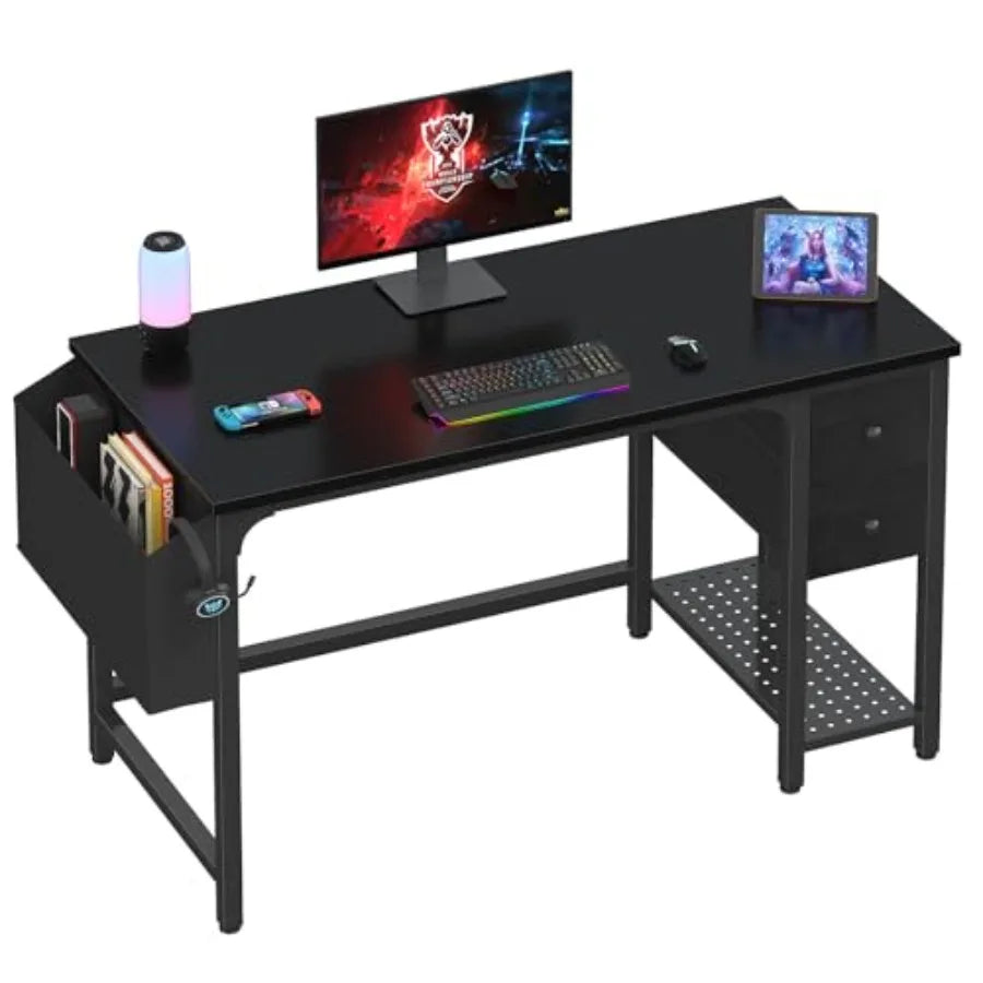 40 Inch Desk with Fabric Drawers for Small Spaces