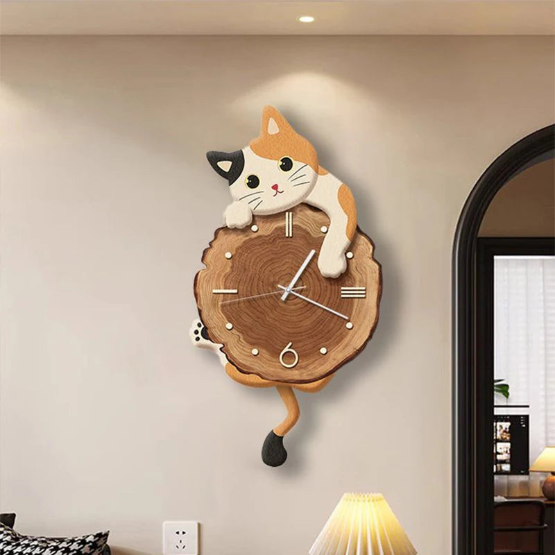 Cartoon Cat Wall Clock, 29 x 51 cm