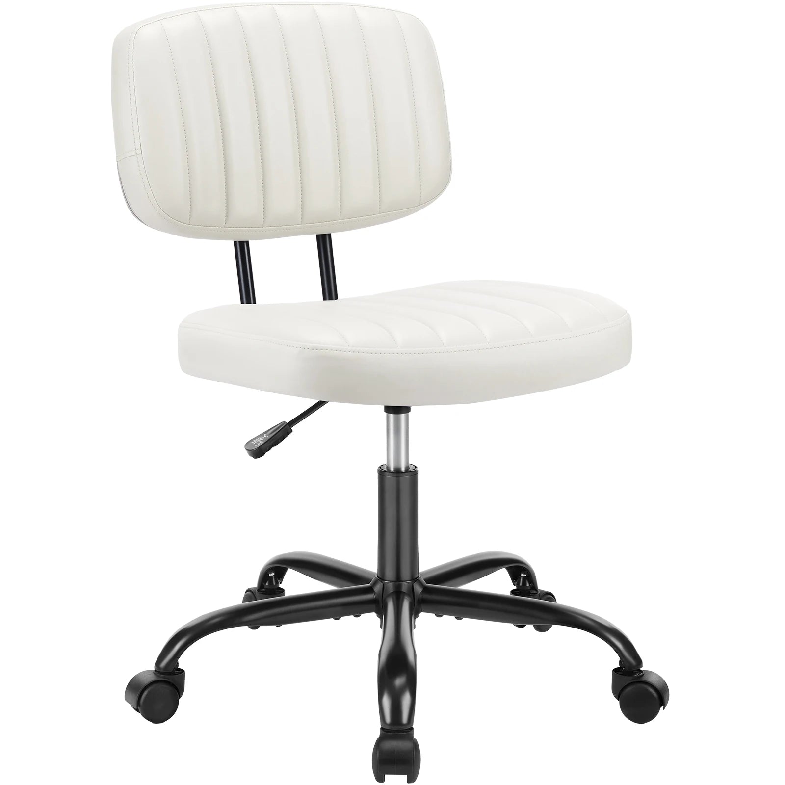Armless Leather Office Chair with Swivel Base