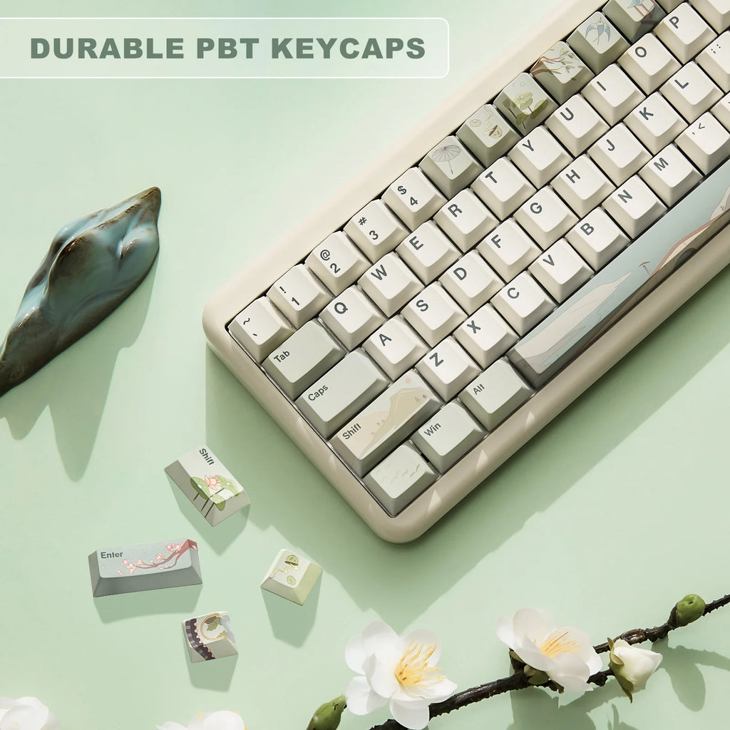 Spring Tea Keycap Set, 145 Keys with Puller
