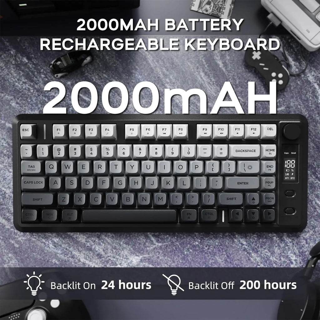 Wireless Gaming Keyboard with Knob and OLED Display
