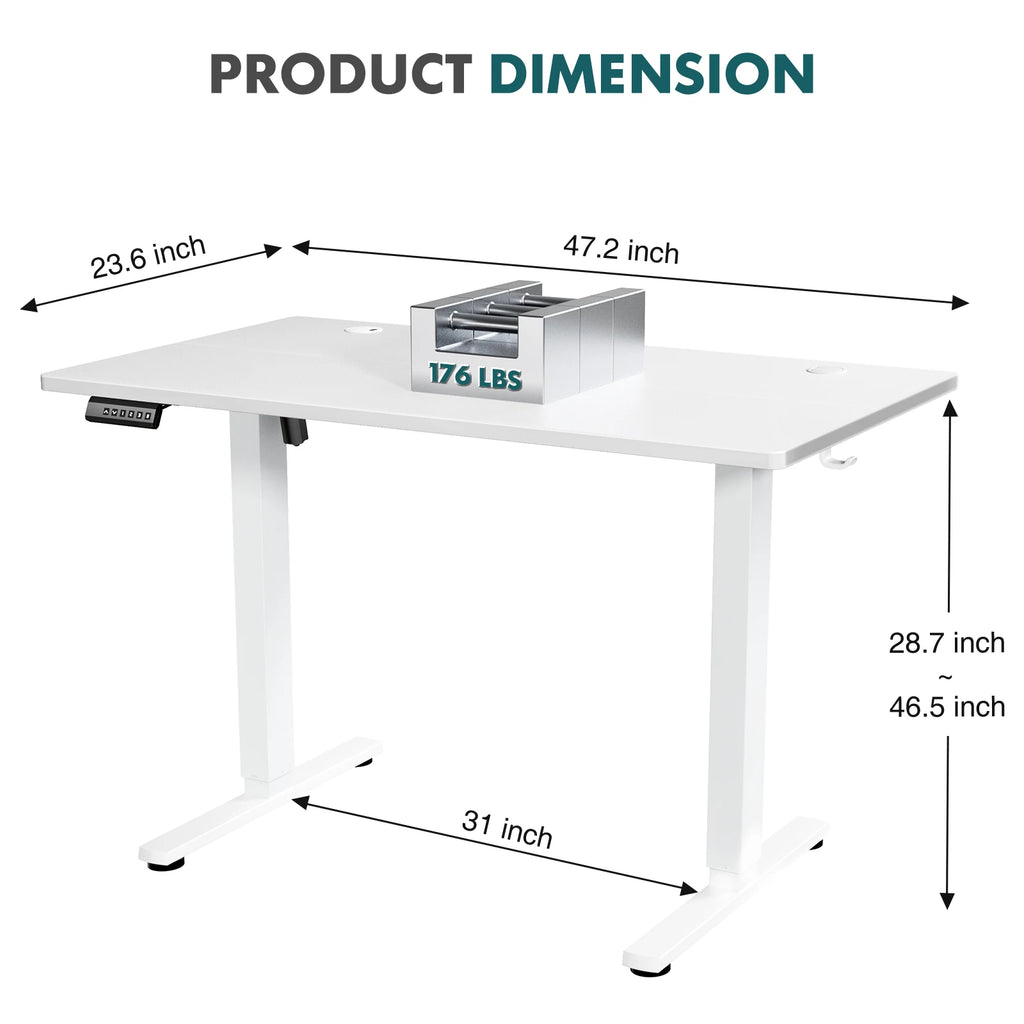 Electric Standing Desk with Wood Top, 55 x 24 Inch