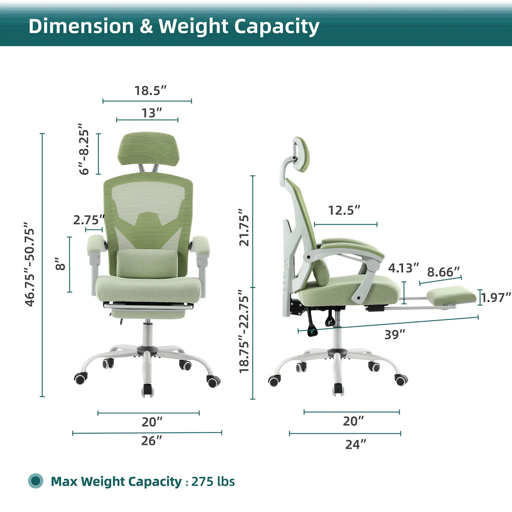Reclining Mesh Gaming Chair with Lumbar Pillow