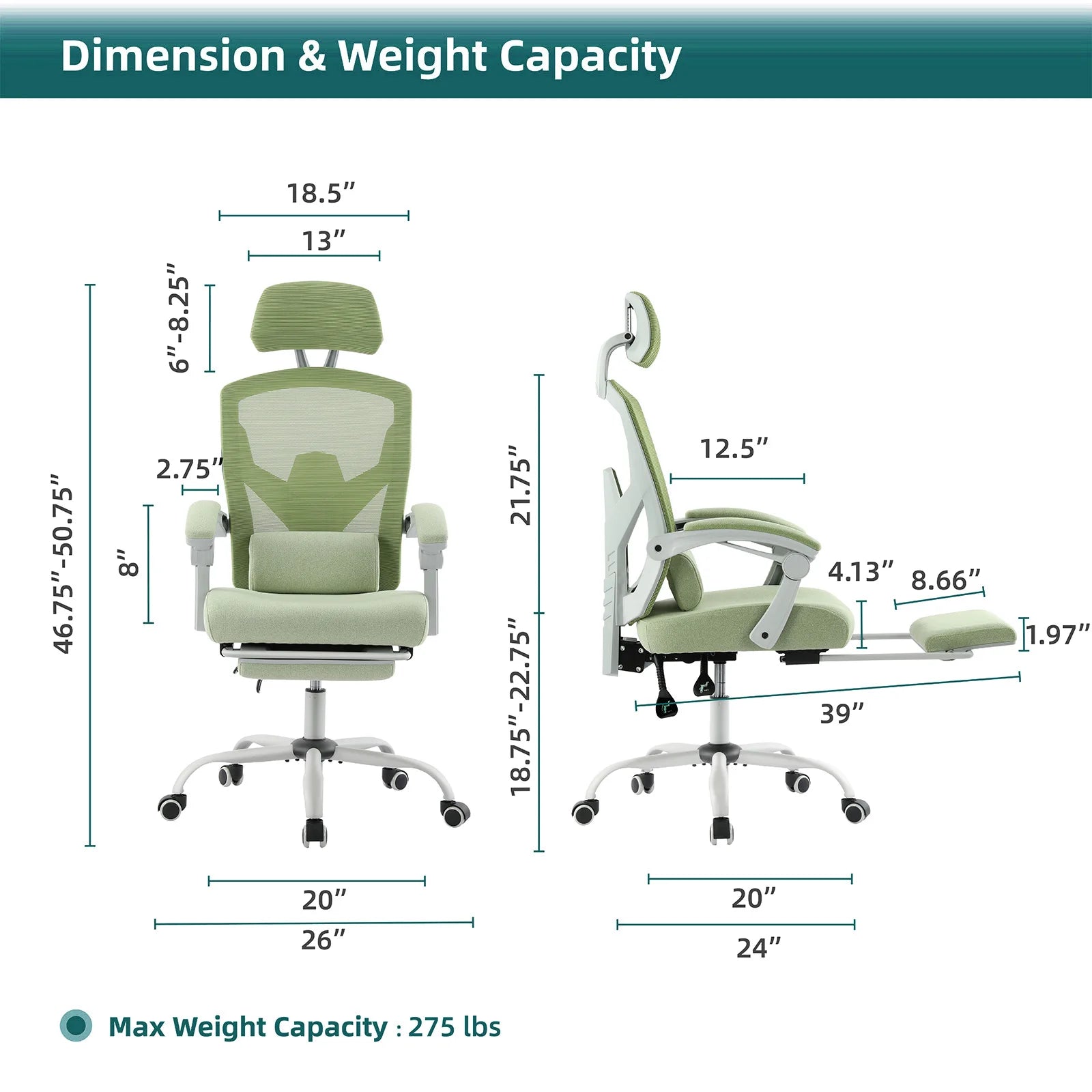 Reclining Mesh Gaming Chair with Lumbar Pillow