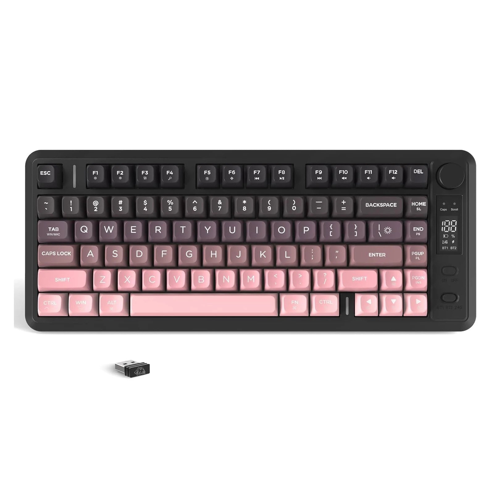 Wireless Gaming Keyboard with Knob and OLED Display