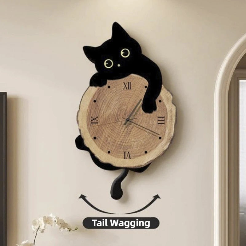Cartoon Cat Wall Clock, 29 x 51 cm